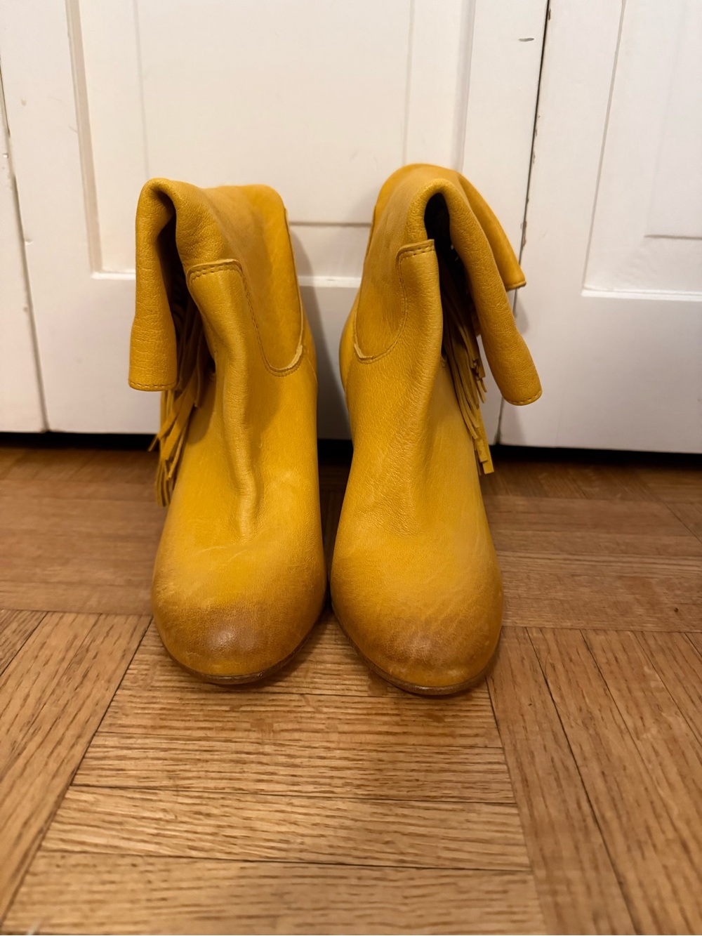 Free People Mustard Fringe Boots